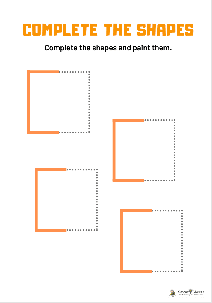 Complete and paint the shapes worksheet