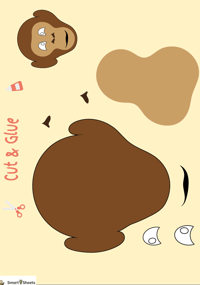 Cut and glue monkey craft worksheet