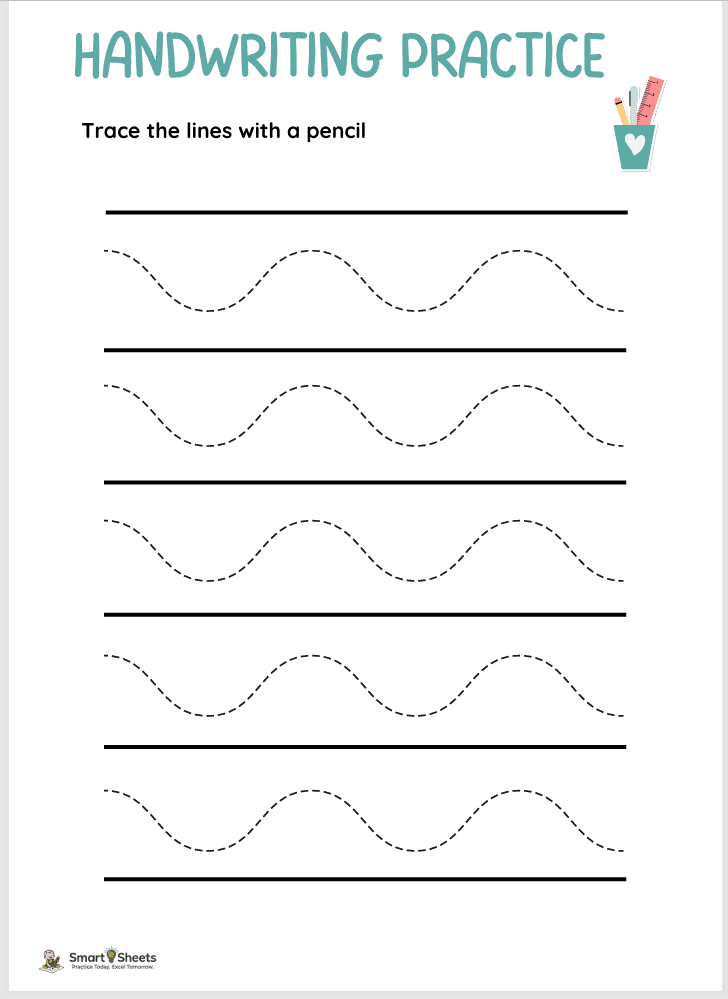 Handwriting practice โ trace wavy lines