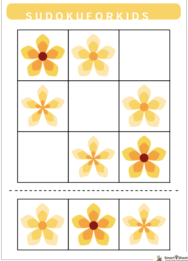 Flower sudoku puzzle for kids