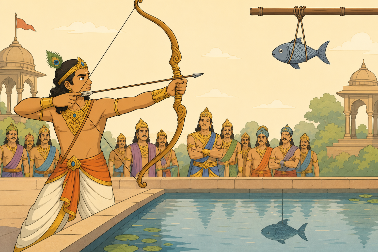Illustration for Bharatam for Children: Arjuna and the Fish Target