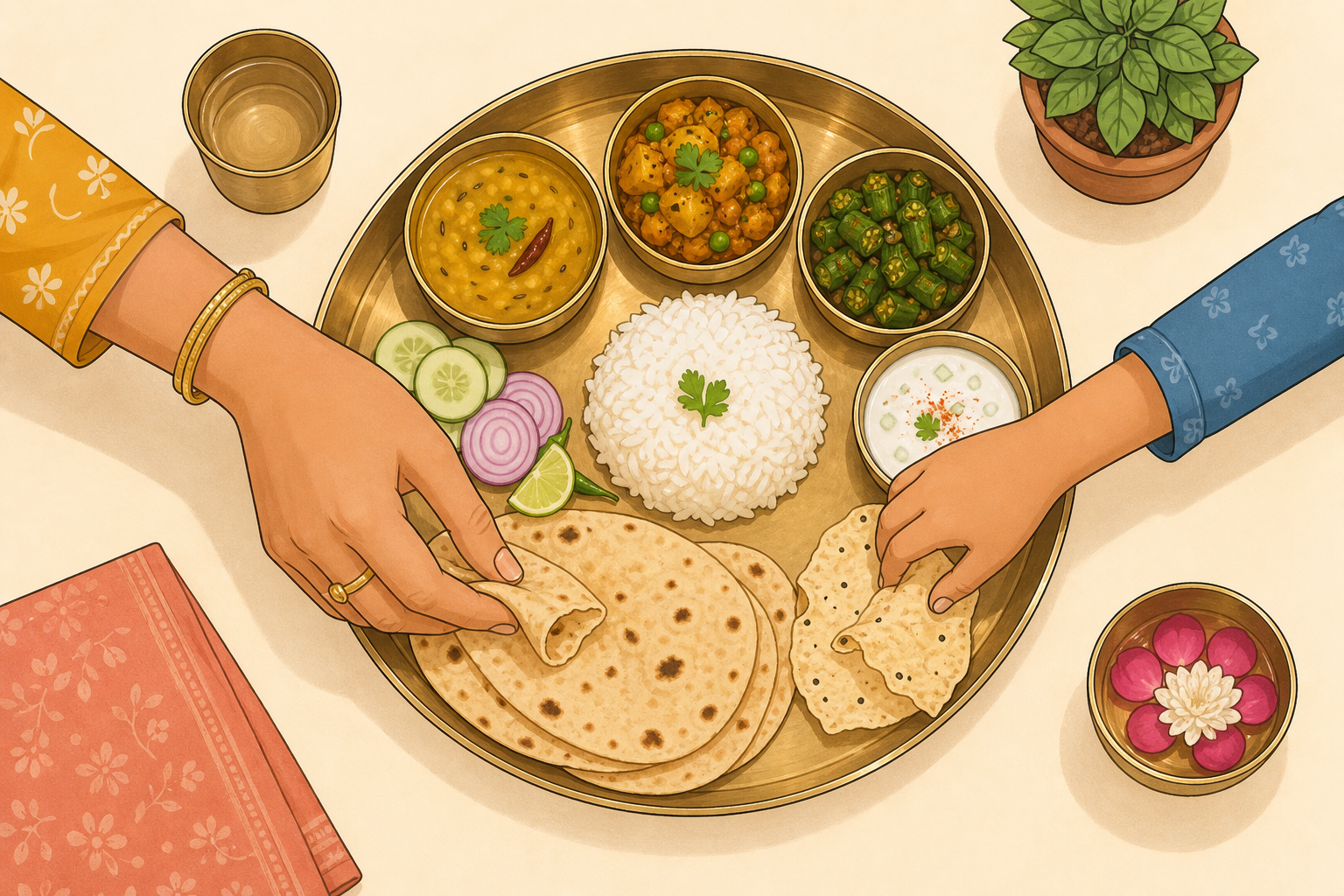 Illustration for Family Dinner Plates in Indian Homes